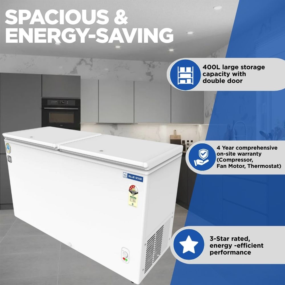 Blue Star Deep Freezer HT2-M425 / CF3-400MEW 401 Liter Double Door Blue Star Deep Freezer HT2-M425 / CF3-400MEW 401 Liter Double Door