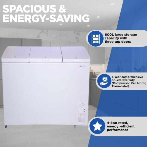 Voltas 600 Liter Deep Freezer CF600TA4-P Triple Door (4 Star