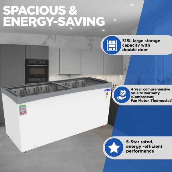 Blue Star GT5-350NP 315 Liter Glass Deep Freezer 5-Star rated