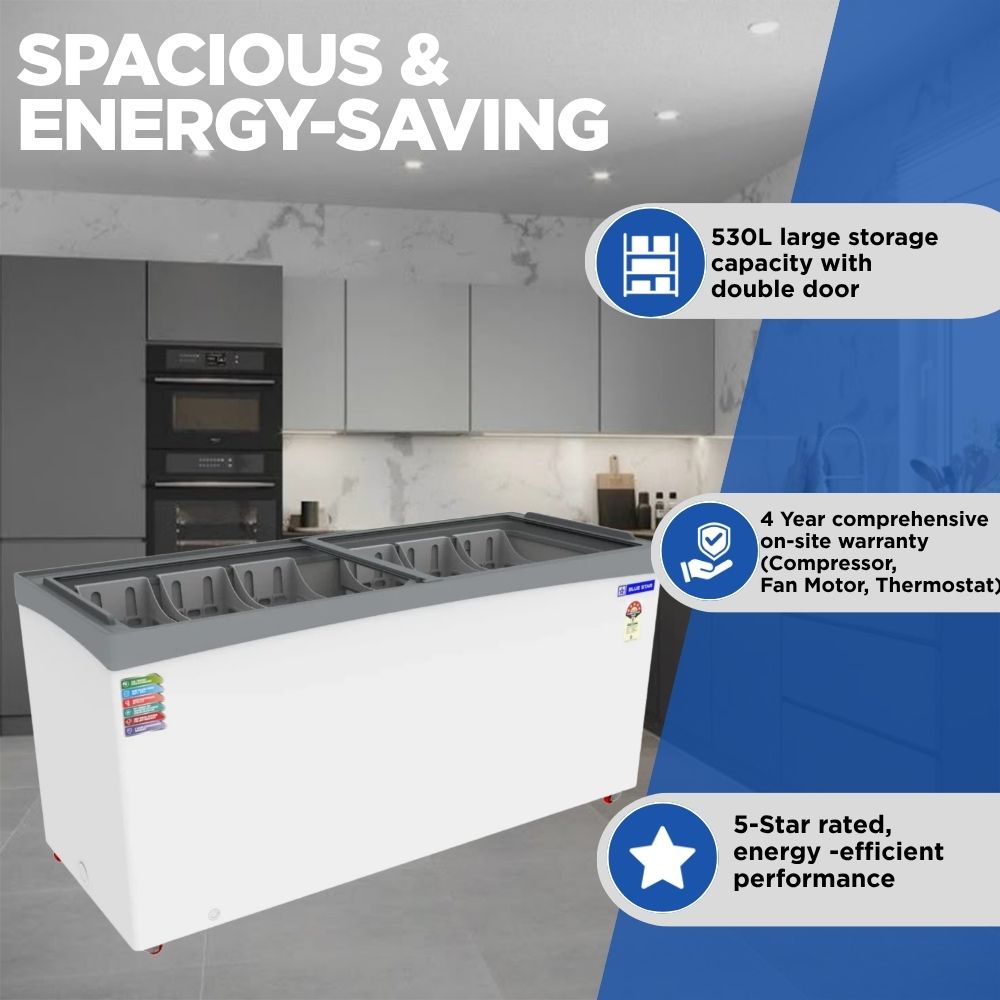 Blue Star GT5-590NP 530 Liter Glass Deep Freezer 5-Star rated
