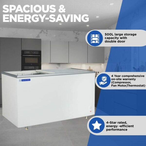 Blue Star Glass Top Deep Freezer GT4-500M 1